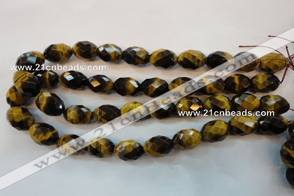 CTE625 15.5 inches 15*20mm faceted rice yellow tiger eye beads wholesale