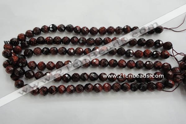 CTE703 15.5 inches 10mm faceted round red tiger eye beads