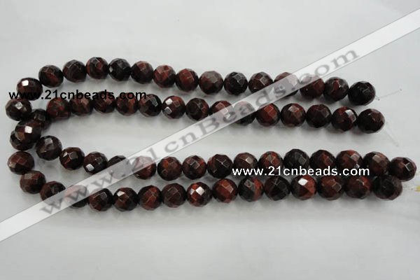 CTE704 15.5 inches 12mm faceted round red tiger eye beads