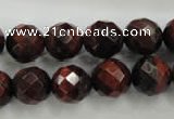 CTE705 15.5 inches 14mm faceted round red tiger eye beads