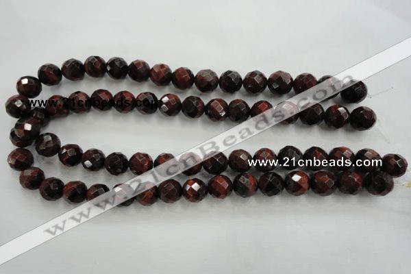 CTE705 15.5 inches 14mm faceted round red tiger eye beads