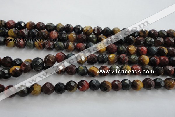 CTE711 15.5 inches 6mm faceted round mixed color tiger eye beads