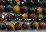 CTE712 15.5 inches 8mm faceted round mixed color tiger eye beads