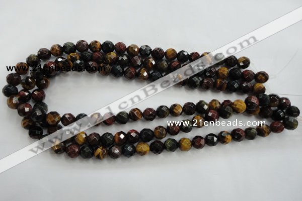 CTE713 15.5 inches 10mm faceted round mixed color tiger eye beads