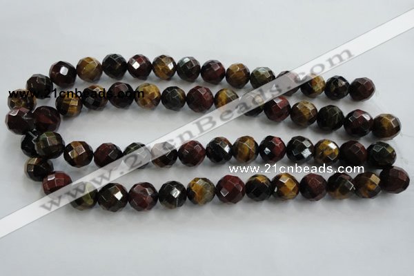 CTE714 15.5 inches 12mm faceted round mixed color tiger eye beads