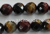 CTE715 15.5 inches 14mm faceted round mixed color tiger eye beads