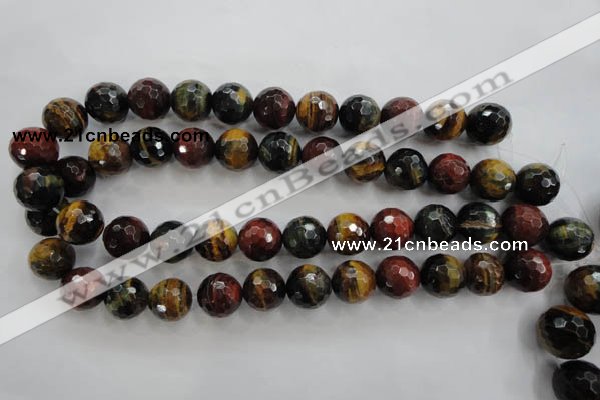 CTE716 15.5 inches 16mm faceted round mixed color tiger eye beads
