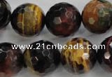 CTE717 15.5 inches 18mm faceted round mixed color tiger eye beads