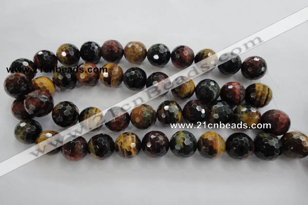 CTE717 15.5 inches 18mm faceted round mixed color tiger eye beads