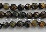 CTE721 15.5 inches 6mm faceted round yellow & blue tiger eye beads