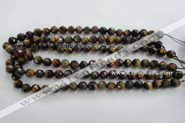 CTE721 15.5 inches 6mm faceted round yellow & blue tiger eye beads