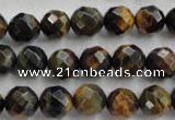 CTE723 15.5 inches 10mm faceted round yellow & blue tiger eye beads