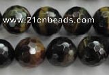 CTE727 15.5 inches 18mm faceted round yellow & blue tiger eye beads