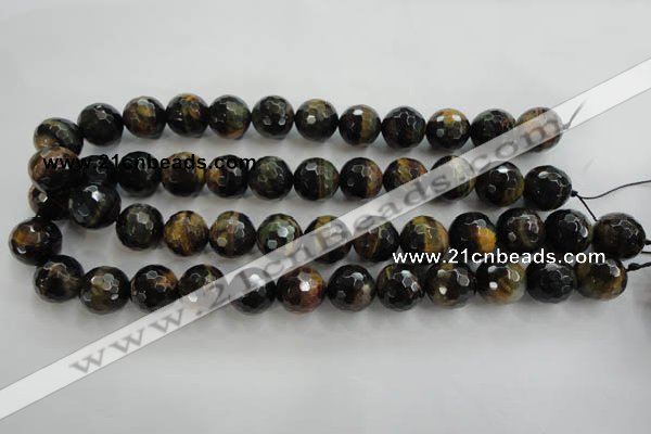 CTE727 15.5 inches 18mm faceted round yellow & blue tiger eye beads