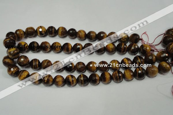 CTE755 15.5 inches 14mm faceted round yellow tiger eye beads wholesale