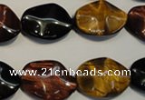 CTE801 15.5 inches 15*20mm wavy oval colorful tiger eye beads