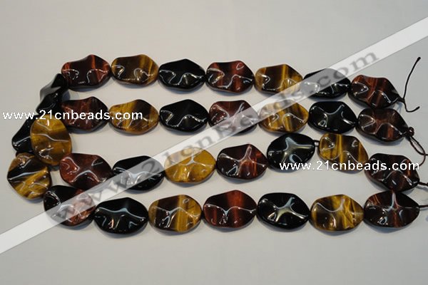 CTE802 15.5 inches 18*25mm wavy oval colorful tiger eye beads