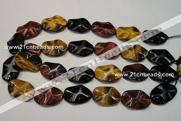 CTE803 15.5 inches 20*30mm wavy oval colorful tiger eye beads