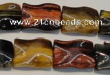 CTE810 15.5 inches 15*20mm wavy rectangle colorful tiger eye beads