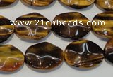 CTE830 15.5 inches 13*18mm wavy oval yellow tiger eye beads