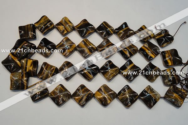 CTE840 15.5 inches 20*20mm wavy diamond yellow tiger eye beads