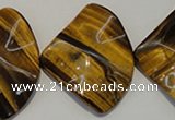 CTE845 15.5 inches 30*40mm wavy triangle yellow tiger eye beads