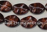 CTE858 15.5 inches 13*18mm wavy oval red tiger eye beads