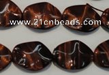 CTE859 15.5 inches 15*20mm wavy oval red tiger eye beads