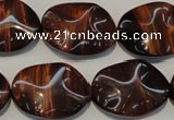 CTE860 15.5 inches 18*25mm wavy oval red tiger eye beads