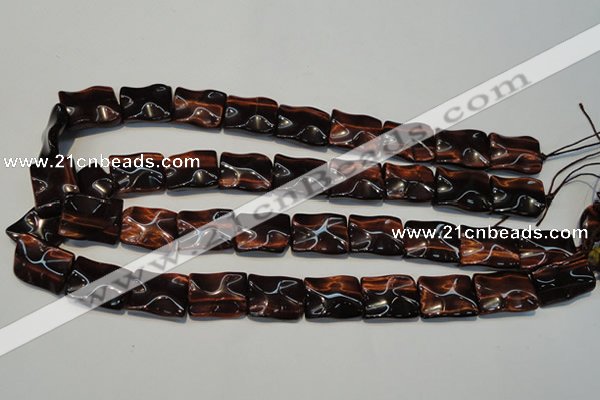 CTE865 15.5 inches 15*20mm wavy rectangle red tiger eye beads