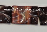 CTE867 15.5 inches 20*30mm wavy rectangle red tiger eye beads