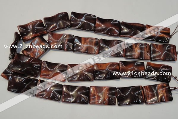 CTE867 15.5 inches 20*30mm wavy rectangle red tiger eye beads