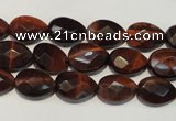 CTE881 15.5 inches 8*12mm faceted flat teardrop red tiger eye beads