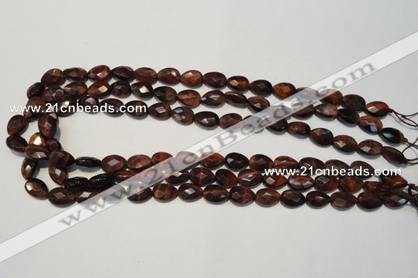 CTE881 15.5 inches 8*12mm faceted flat teardrop red tiger eye beads