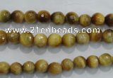 CTE901 15.5 inches 6mm faceted round golden tiger eye beads