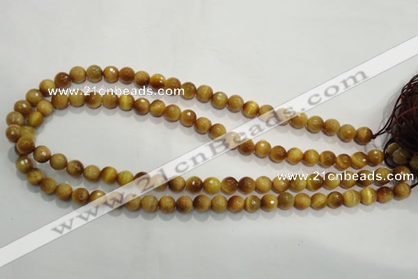 CTE902 15.5 inches 8mm faceted round golden tiger eye beads