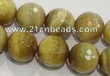 CTE904 15.5 inches 12mm faceted round golden tiger eye beads