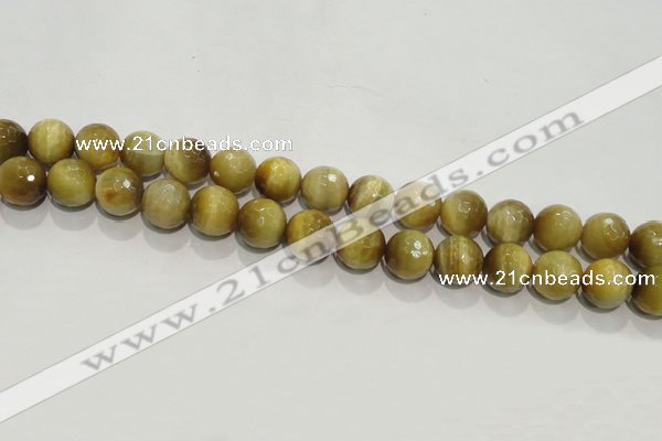 CTE904 15.5 inches 12mm faceted round golden tiger eye beads