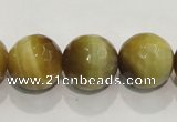 CTE905 15.5 inches 14mm faceted round golden tiger eye beads