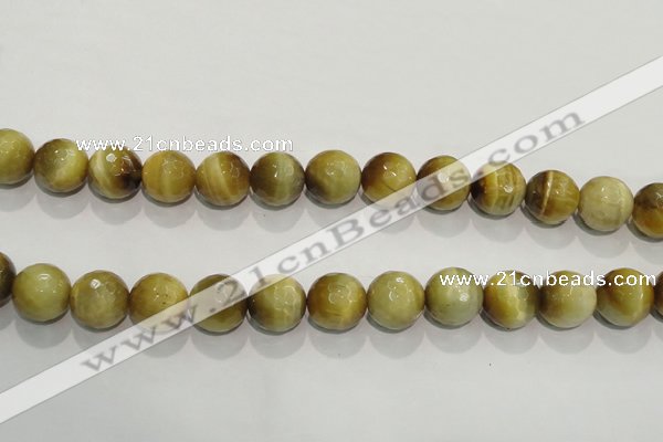 CTE905 15.5 inches 14mm faceted round golden tiger eye beads