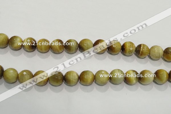 CTE906 15.5 inches 16mm faceted round golden tiger eye beads