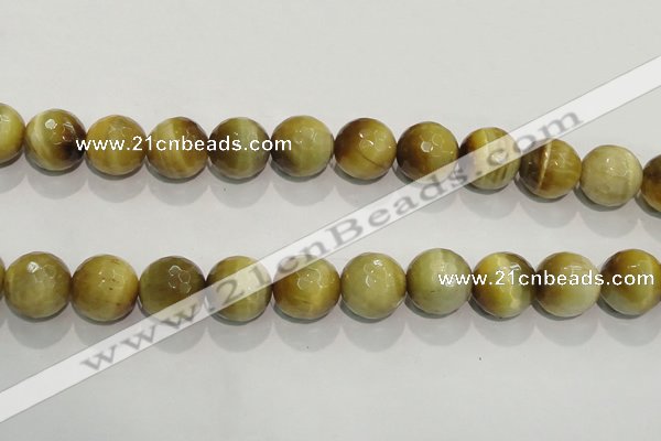 CTE907 15.5 inches 18mm faceted round golden tiger eye beads