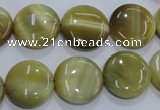 CTE915 15.5 inches 16mm flat round golden tiger eye beads wholesale