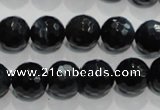 CTE924 15.5 inches 12mm faceted round silver tiger eye beads