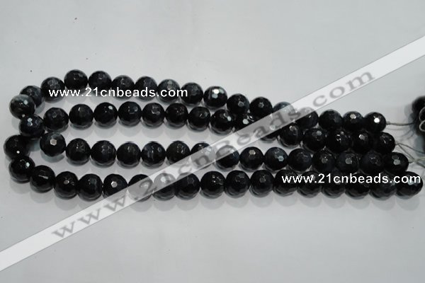 CTE924 15.5 inches 12mm faceted round silver tiger eye beads