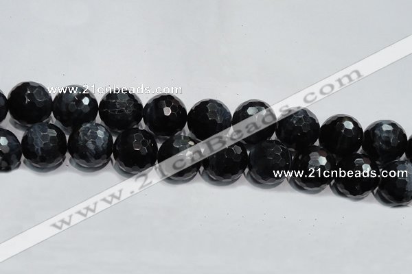 CTE927 15.5 inches 18mm faceted round silver tiger eye beads