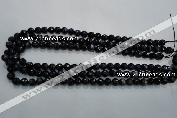 CTE931 15.5 inches 6mm faceted round dyed blue tiger eye beads