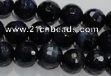 CTE934 15.5 inches 12mm faceted round dyed blue tiger eye beads