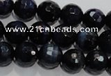 CTE934 15.5 inches 12mm faceted round dyed blue tiger eye beads