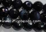 CTE935 15.5 inches 14mm faceted round dyed blue tiger eye beads